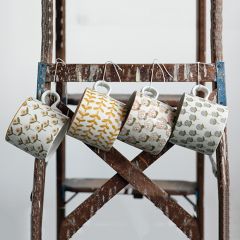 Pretty Pattern Stoneware Mug Set of 4