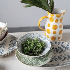 Pretty Pattern Stoneware Plate Collection Set of 4