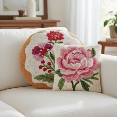 Pretty Pink Peony Square Hook Pillow