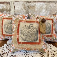 Pretty Primitive Pumpkin Pillow Bowl Fillers Set of 3