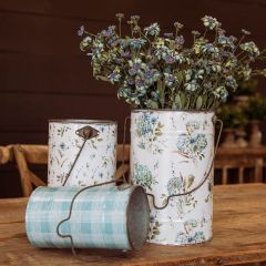 Pretty Print Decorative Metal Pails Set of 3