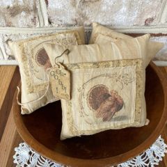 Primiitve Mini Turkey Pillow Bowl Fillers Set of 3