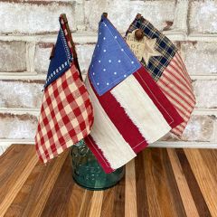 Primitive Americana Flag On Stick Set of 3