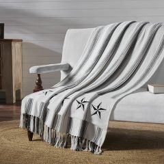 Primitive Barn Star Ticking Stripe Throw Blanket