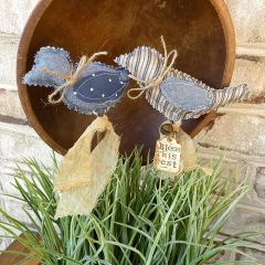 Primitive Bluebird Planter Poke Set of 2