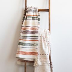Primitive Charms Tasseled Throw Blanket