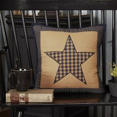 Primitive Check Star Quilted Throw Pillow
