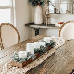 Primitive Cheese Mold Wood Candle Holder