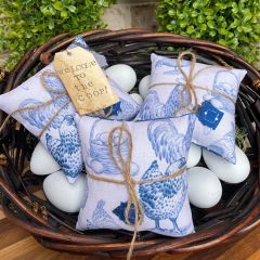 Primitive Chicken Print Mini Pillow Bowl Filler Set of 3