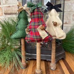 Primitive Christmas Tree on Wooden Spindle