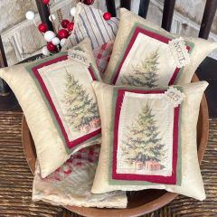 Primitive Christmas Tree Pillow Bowl Filler Set of 3
