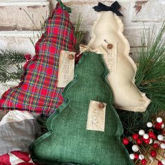 Primitive Christmas Tree Shaped Pillow