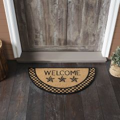 Primitive Country Black Check Stars Coir Doormat