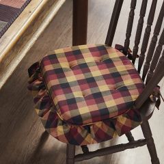 Primitive Country Rustic Check Ruffled Chair Pad