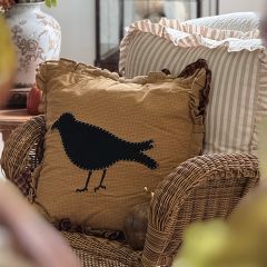Primitive Crow Applique Throw Pillow