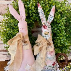 Primitive Fabric Bunny Pillow with Scarf