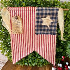 Primitive Fabric American Flag Door Hanger