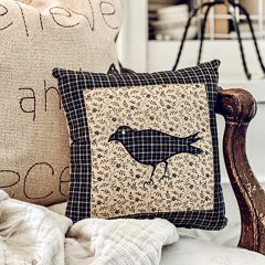 Primitive Farmhouse Crow Throw Pillow 10 Inch