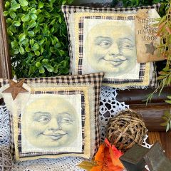 Primitive Handmade Man in the Moon Pillow Bowl Fillers Set of 2