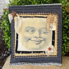 Primitive Handmade Man in the Moon Wall Pennant