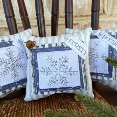 Primitive Mini Snowflake Pillow Bowl Fillers Set of 3