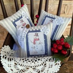 Primitive Mini Snowman Pillow Bowl Fillers Set of 3