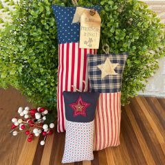 Primitive Patriotic Fabric Firecrackers Set of 3