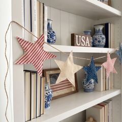 Primitive Patriotic Fabric Star Banner Garland