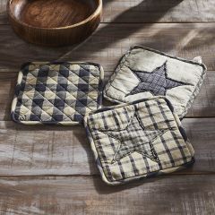 Primitive Plaid Star Pot Holder Set of 3