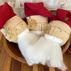 Primitive Santa Ornament With Tag