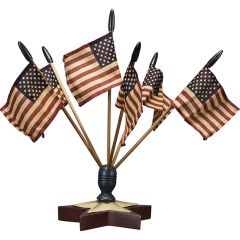 Primitive Star Holder With 6 American Flags