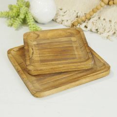 Primitive Style Wood Tray Set of 2