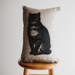 Primitive Tabby Cat Accent Pillow