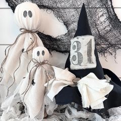 Primitive Witch Hat and Ghost Table Decor Set of 3