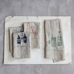 Printed Cocktails Cotton Tea Towel Set of 4