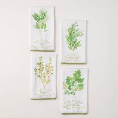 Printed Herbs Tea Towel Set of 4