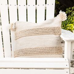 Pulled Yarn Accent Pillow With Tassels