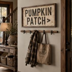 Pumpkin Patch Arrow White Framed Wall Sign