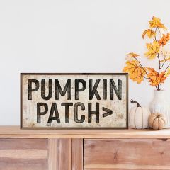 Pumpkin Patch Arrow White Framed Wall Sign