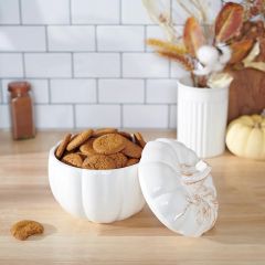 Pumpkin Shaped Ceramic Treat Jar