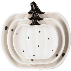 Pumpkin Shaped Polka Dot Plate Set of 3