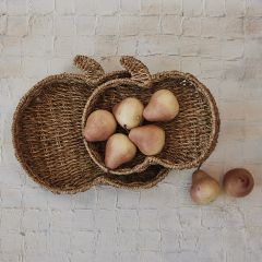 Pumpkin Shaped Seagrass Tray Set of 2