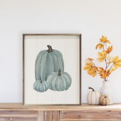 Pumpkin Trio Blue Wall Art
