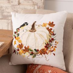 Pumpkins and Leaves Accent Pillow