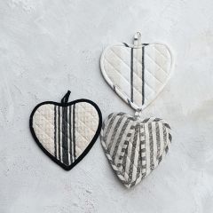 Quilted Cotton Heart Pot Holder Set of 3