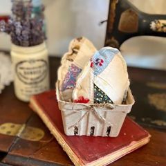 Quilted Eggs in a Berry Basket Arrangement