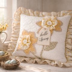Quilted Hello Spring Daffodil Accent Pillow