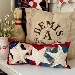 Quilted Three Star Patriotic Lumbar Pillow