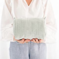 Quilted Velvet Cosmetic Pouch Mint