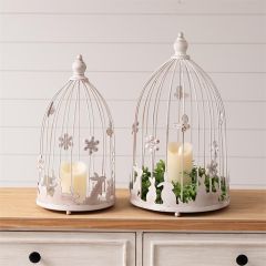 Rabbit Silhouette Birdcage Candle Lanterns Set of 2